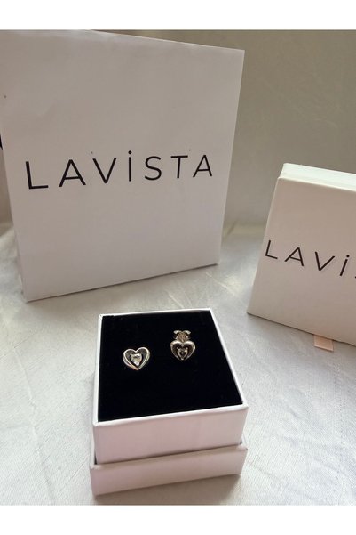 Lavista Silver Kalp Asılı Taş Gümüş Küpe
