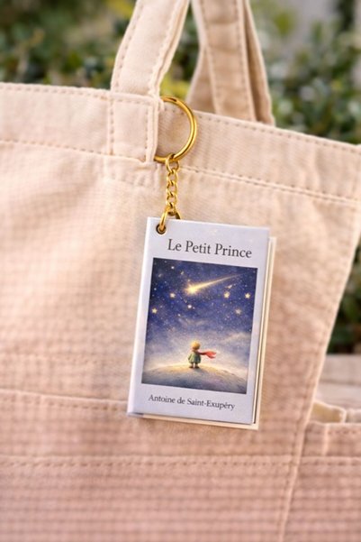 YLDZ سلسلة مفاتيح على شكل دفتر ملاحظات صغير بتصميم كتاب كلاسيكي – الأمير الصغير - Le Petit Prince