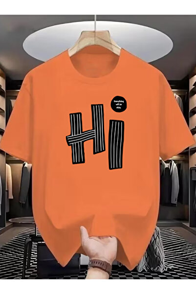 SUNFREE Μπλουζάκι HI με στάμπα Oversize Crew Neck Unisex Basic καλοκαιρινό κο...