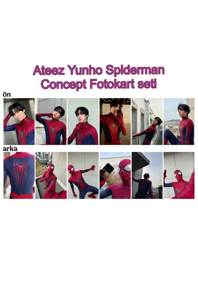 Sntay Ateez Yunho örümcek adam fotokart seti