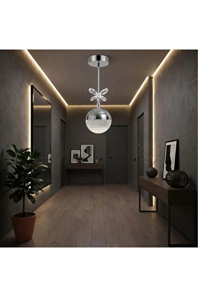 AURA LIGHTING Krom Şeker Top Sarkıt 3 Renk LED Modern Antre/Oda/Banyo/Mutfak ...