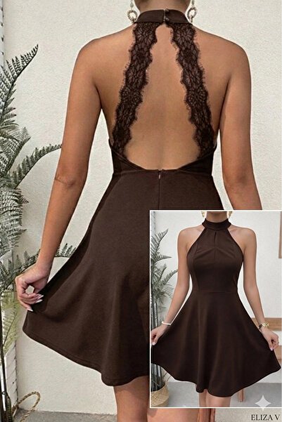 Modayakamoz Νέα συλλογή Γυναικείο Φόρεμα με Ανοιχτό Λαιμόκοψη και Δαντέλα στη...