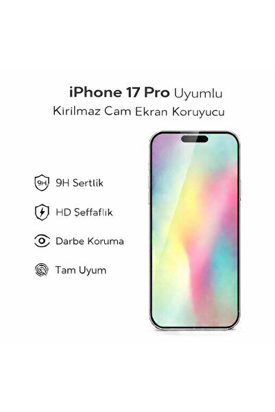 Avcı Teknoloji Market واقي شاشة زجاجي مقاوم للكسر متوافق مع iPhone 17 Pro، زج...