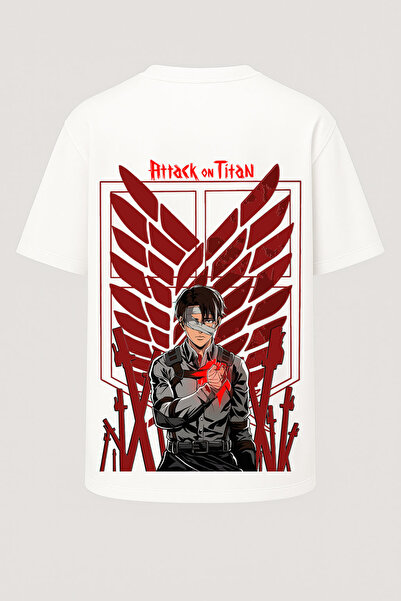 nirvoda Υπερμεγέθη μπλουζάκι Levi με στάμπα Attack on Titan - Μεγάλη στάμπα -...