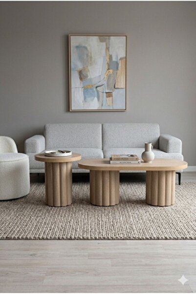 Lisso Home Atina Oak Orta-Yan Sehpa set 119x59-50x50
