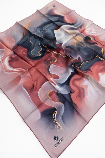 Vissona Μεταξωτό Φουλάρι Tivil IST 50505- 2 Αποξηραμένα Τριαντάφυλλα - Μπλε Π...