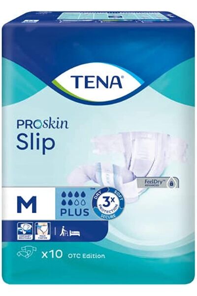 TENA حفاضات سليب بلس لسلس البول، مقاس M، 10 قطع - عبوة واحدة