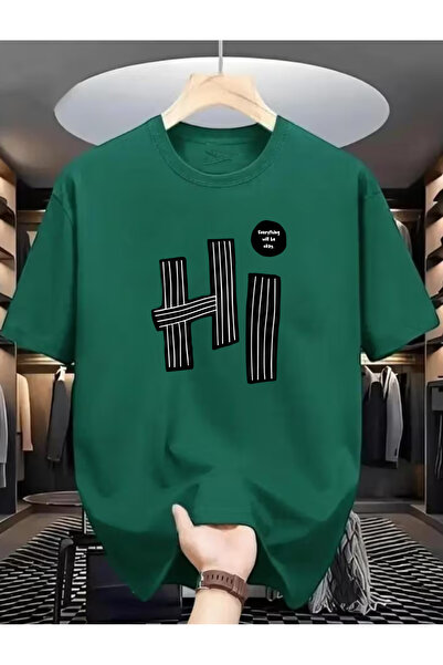 SUNFREE Μπλουζάκι HI με στάμπα Oversize Crew Neck Unisex Basic καλοκαιρινό κο...