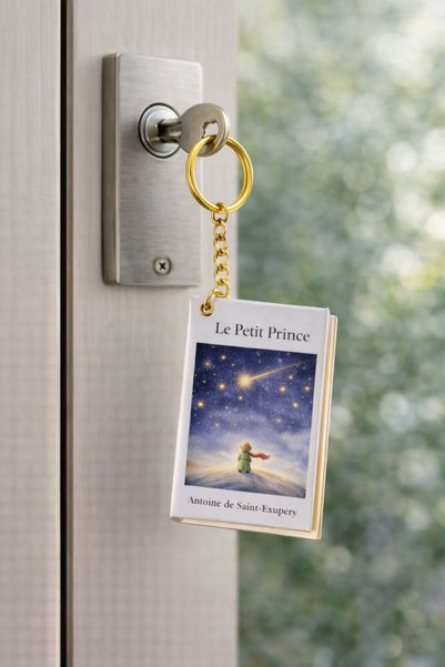 YLDZ سلسلة مفاتيح على شكل دفتر ملاحظات صغير بتصميم كتاب كلاسيكي – الأمير الصغير - Le Petit Prince
