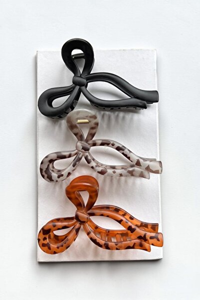 VERA HOUSE Fiyonklu Leopar Model Kıskaçlı Mandal Toka 3lü Set