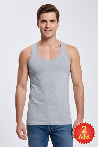 fevien Men's Gray 100% Cotton 2-Piece Classic Athlete Set
