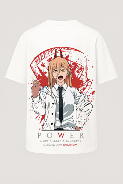nirvoda Υπερμεγέθη μπλουζάκι με στάμπα Power Chainsaw Man - Μεγάλη στάμπα - Φ...