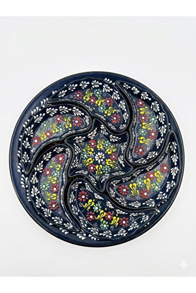 genel tr Çini Çerezlik Kahvaltılık Seti ve Çini Tepsili 8 Parça Rüzgar Gülü E...