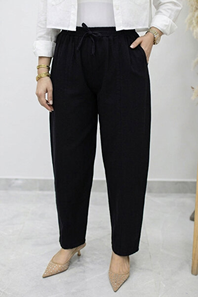 Tesettür Dünyası Ελαστικό παντελόνι καρότο στη μέση TSD260155 Μαύρο