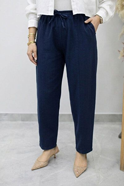 Tesettür Dünyası Ελαστικό παντελόνι καρότο με ελαστική μέση TSD260155 Σκούρο ...