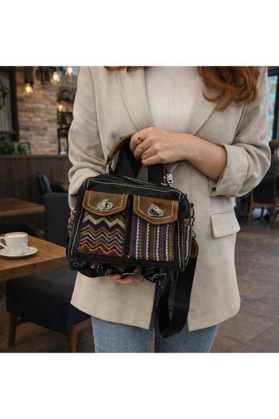 Guja C1017 Γυναικείο τζιν καρό τσαντάκι χειρός, ώμου και πλάτης