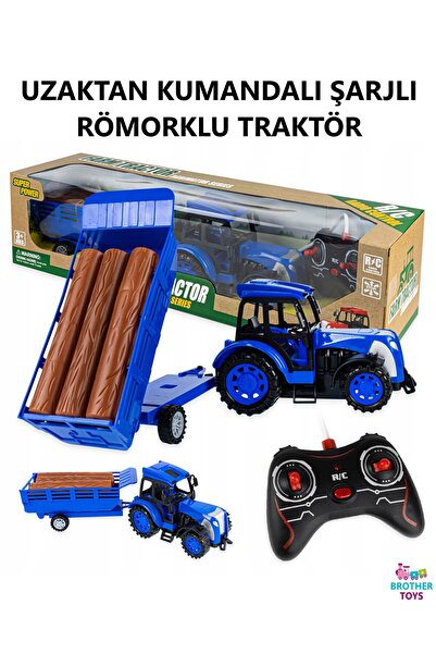 Brother Toys Uzaktan Kumandalı Şarjlı Römorklu TraktörFull Fonksiyon Çiftlik ...