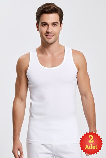 fevien Men's White 100% Cotton 2-Piece Classic Athlete Set