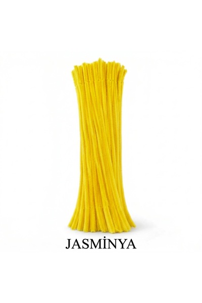 Jasminya 25 Adet Açık Sarı Şönil, Eğitici Şönil, Tüylü Tel el işi malzemesi 30cm