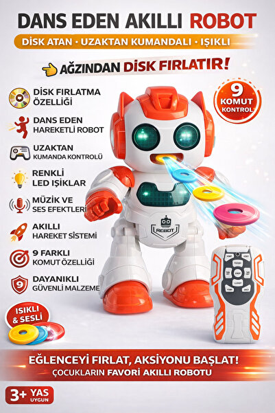 YILDIRIM OYUNCAK Uzaktan Kumandalı Sesli Işıklı Robot Oyuncak Dans Eden Akıll...