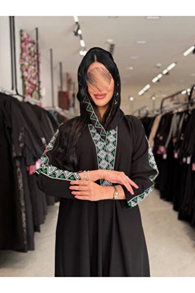dar laha abaya عباءة D 989 - مصنوعة من قماش الكريب الملكي مع تطريز على الأكما...