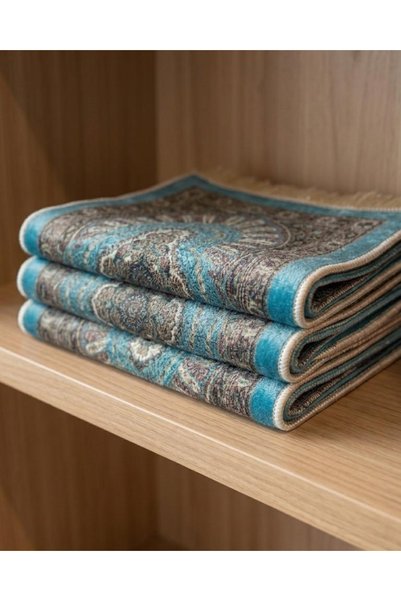 Lotus Dükkan Bag Size Prayer Mat - Can Be Used as a Mouse Pad - 18 - Blue Tones