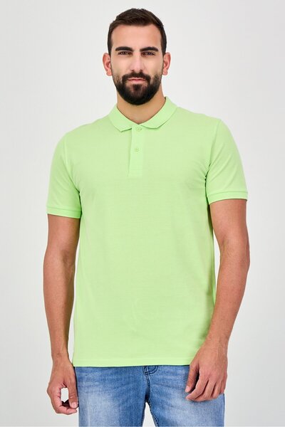 CELIO Men Regular Fit Plain Short Sleeve Polo Shirts, Lime