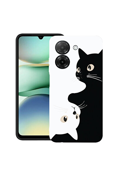 bestcase Υπέρλεπτη Θήκη για Xiaomi Redmi A5 (173mm), Μαύρες & Λευκές Γάτες, 2...