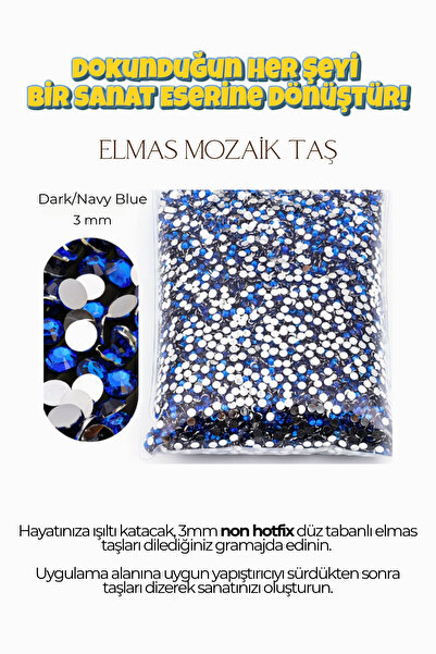 Brextco Store 1000 Adet Elmas Mozaik Taş | 3mm Non-Hotfix Düz Tabanlı Süsleme...