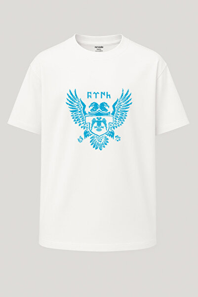 nirvoda Υπερμεγέθη μπλουζάκι με στάμπα Selçuklu Eagle Double Headed Eagle με ...