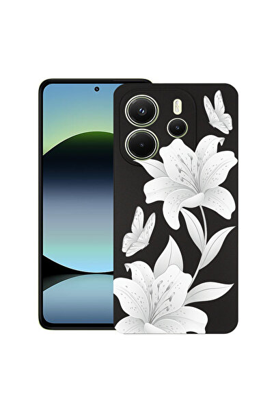 bestcase Υπέρλεπτη Θήκη για Xiaomi Redmi Note 14 5G, Φλοράλ - Κομψός Λευκός Λ...