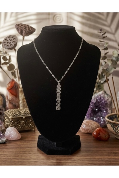 Vintage Takıhane Gümüş Renk 7 Çakra Sembollü Spiritüel Gothic Gotik Tasarım K...