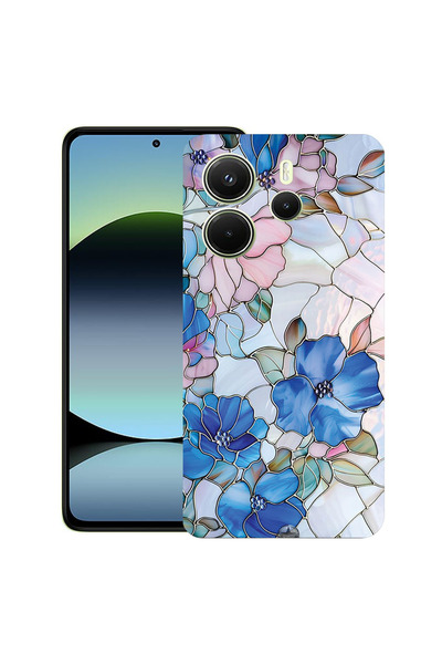 bestcase Υπέρλεπτη Θήκη για Xiaomi Redmi Note 14 5G, Φλοράλ - Βιτρό Ορτανσία,...