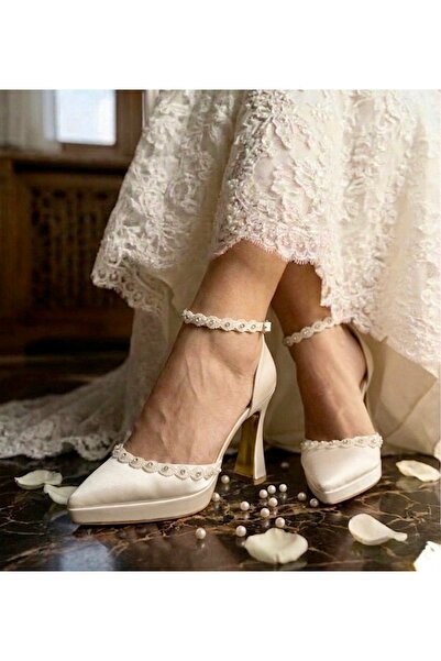 Felisya Butik Κομψά νυφικά παπούτσια με τακούνι πλατφόρμας και πέρλες - FELİS...