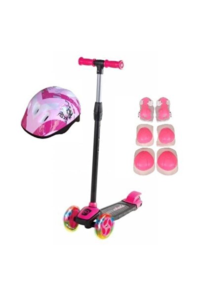 Saule Kız Çocuk Pembe Led Işıklı 3 Tekerlekli Twist Scooter Full Set