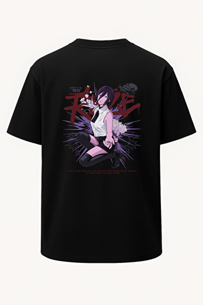 nirvoda Υπερμεγέθη μπλουζάκι με στάμπα Reze Chainsaw Man - Φαρδιά γραμμή
