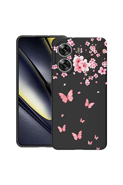 bestcase Υπέρλεπτη Θήκη για Poco X7 Pro 5G, Ροζ Άνθη Κερασιάς & Πεταλούδες, 1...