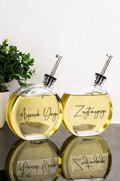Dolkin Home 2li 500 ml Yağdanlık Yuvarlak Form Gümüş Kapak Cam Yağlık Zeytiny...