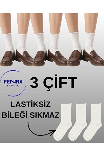 FENRA STUDIO 3-Piece Women's Cotton Seamless Toe Socks, Non-Elastic, Comforta...