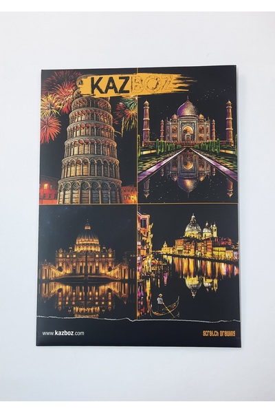 ydn 4'lü KazBoz Scratch Drawing Art Kazıma Sanatı Hobi Seti Model 1