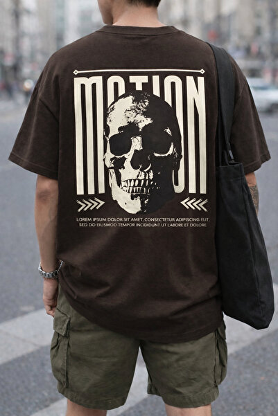 ArtYus Μπλουζάκι Unisex Oversize με στάμπα Motion Skull στην πλάτη – Βαμβακερ...