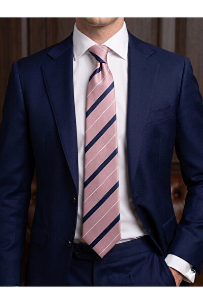 Gutiero 8 Centimeter Classic Tie with Pink Patterned Handkerchief