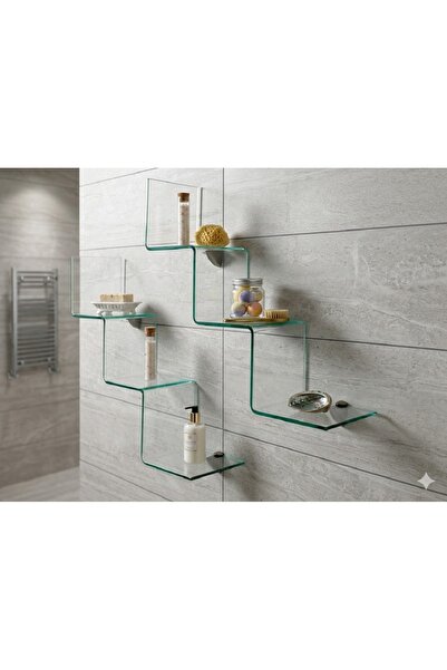 VELOMRİ Model RAF2 Lüx Pleksi Şeffaf Kitaplık/Duvar Rafı