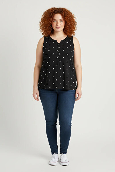 Shape Of You Αμάνικη μπλούζα με στάμπα από ασημένιο φύλλο και κουμπιά