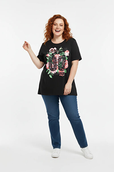 Shape Of You Μαύρο μπλουζάκι με στάμπα και κοντά μανίκια