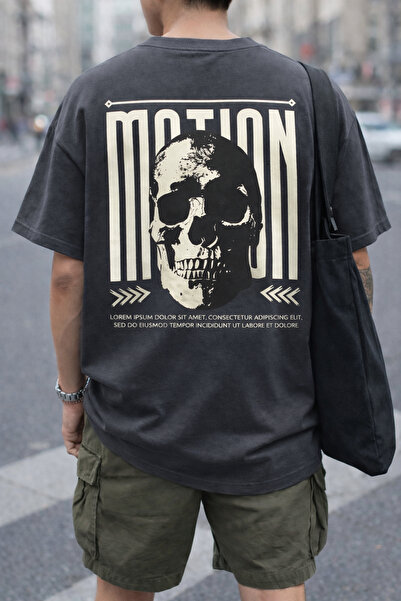 ArtYus Μπλουζάκι Unisex Oversize με στάμπα Motion Skull στην πλάτη – Βαμβακερ...