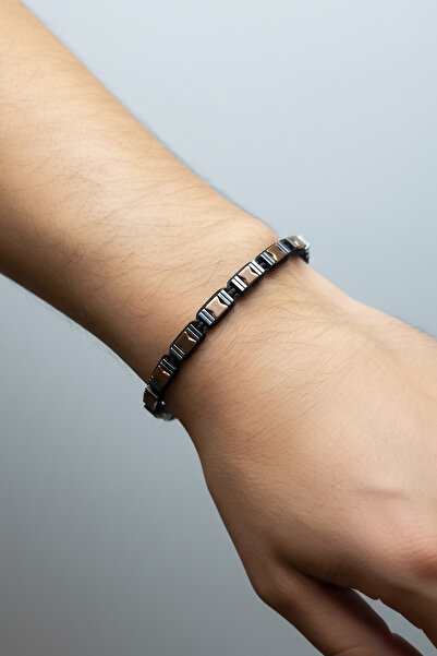 Valmont Accessories Hematite Stone Coffee/Anthracite Men's Bracelet Thin Squa...