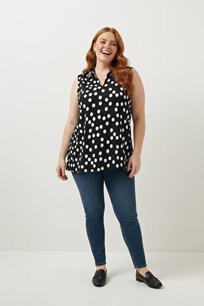 Shape Of You Πουά Αμάνικη Μπλούζα με Ανοιχτό Γιακά