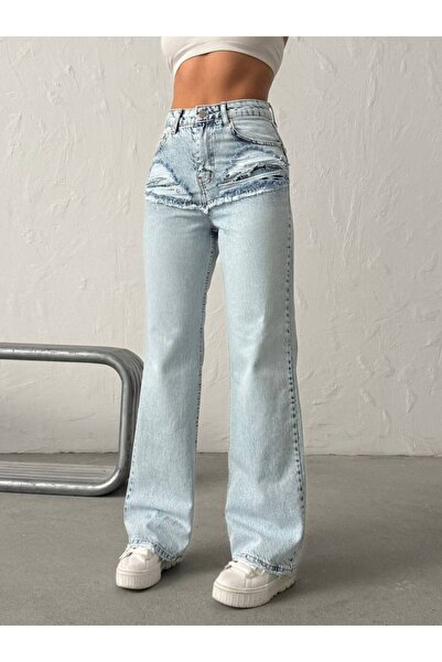 DENİKK Trend Special Design Wide Leg Jean Laser Detail Pants-Special Design W...
