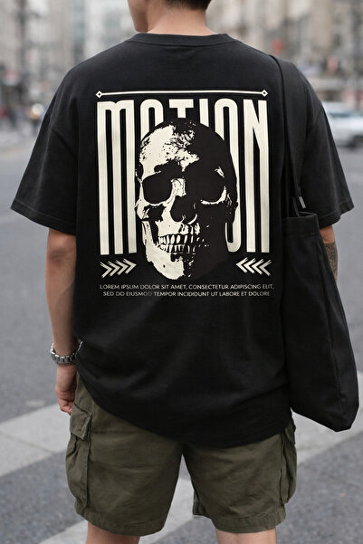 ArtYus Μπλουζάκι Unisex Oversize με στάμπα Motion Skull στην πλάτη – Βαμβακερ...